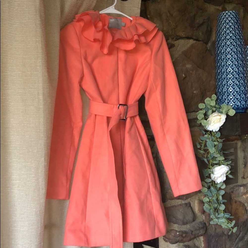 coral pink ASOS trench coat